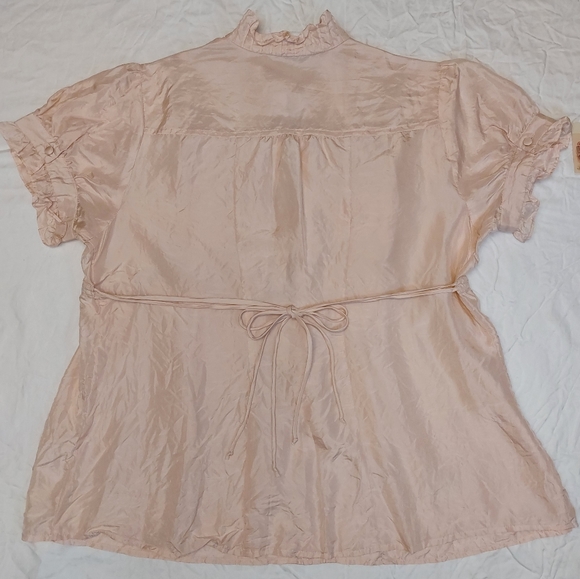 Eduardo Blanco 100% Silk Regency Vibe Ruffled Top, Size Large - Picture 8 of 12
